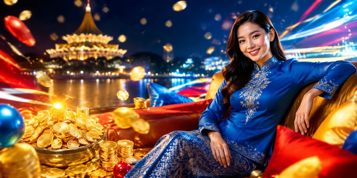 Pengguna pertaruhan dalam talian Malaysia berbusana baju kurung menggunakan platform zne10 Kuching